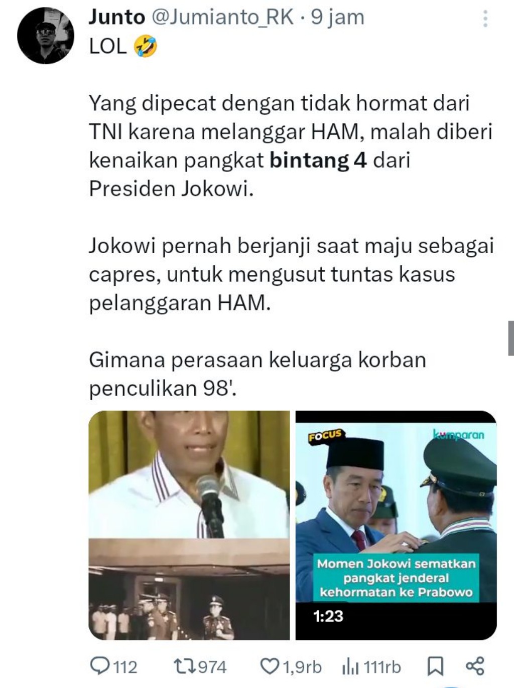 Viral, Pidato Lawas Wiranto: Prabowo Diberhentikan Tidak Terhormat dari TNI
