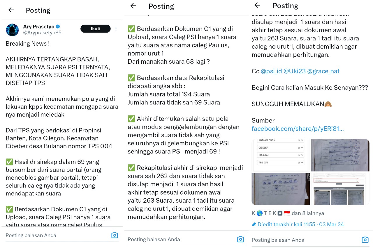 Warganet Bongkar Dugaan Kecurangan Suara PSI: Di TPS Hanya 1, Sirekap 69