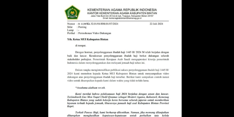 Viral Beredar Surat Kemenag Ingin Dipuji Sukses Gelar Haji 2024 dan Minta Pansus Dihentikan, Benarkah?