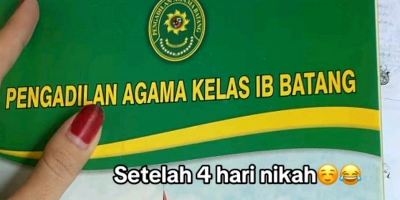 Viral Wanita Ini Gugat Cerai Suami Usai 4 Hari Nikah, Kenapa?