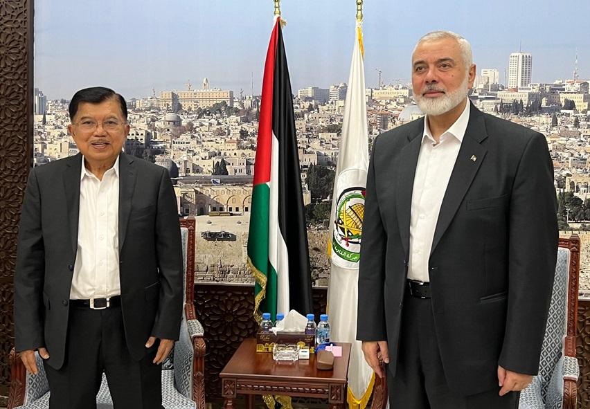Foto-foto Pertemuan Jusuf Kalla dengan Pemimpin Hamas Ismail Haniyeh di  Doha - TribunNews.com