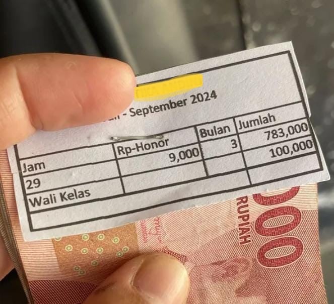 Guru Honorer Hanya Diupah Rp883 Ribu untuk 3 Bulan Mengajar, Netizen: Honorer Gajinya Horor
