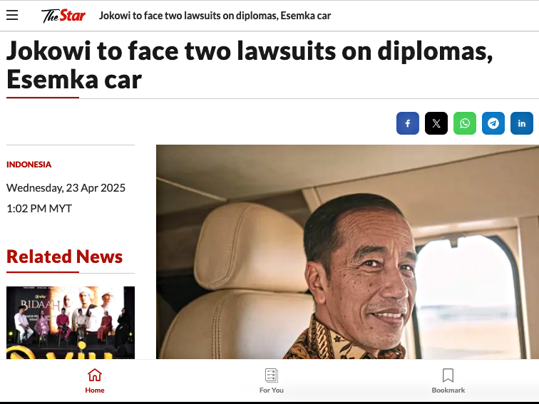 Kasus Ijazah dan Mobil Esemka Jokowi Dilirik Media Asing