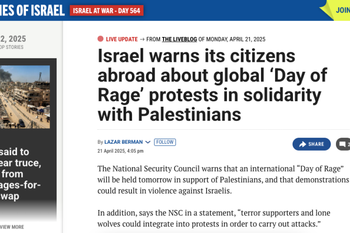 Zionis Israel Waspadai Aksi "Hari Kemarahan Global" Hari Ini