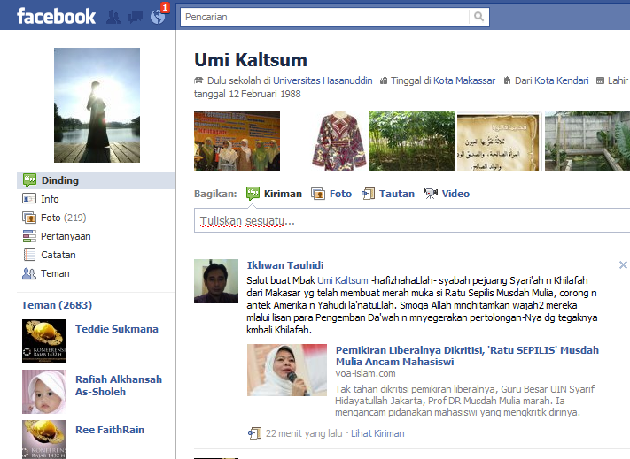 Wow, Facebook Mahasiswi Yang Membuka Kedok Musdah Mulia Banjir Dukungan