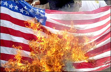 Aksi Bakar Bendera Amerika di Depan DPRD Jombang Jawa Timur