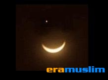 Subhanallah, Fenomena Bintang di Atas Bulan Sabit Muncul Pagi Ini